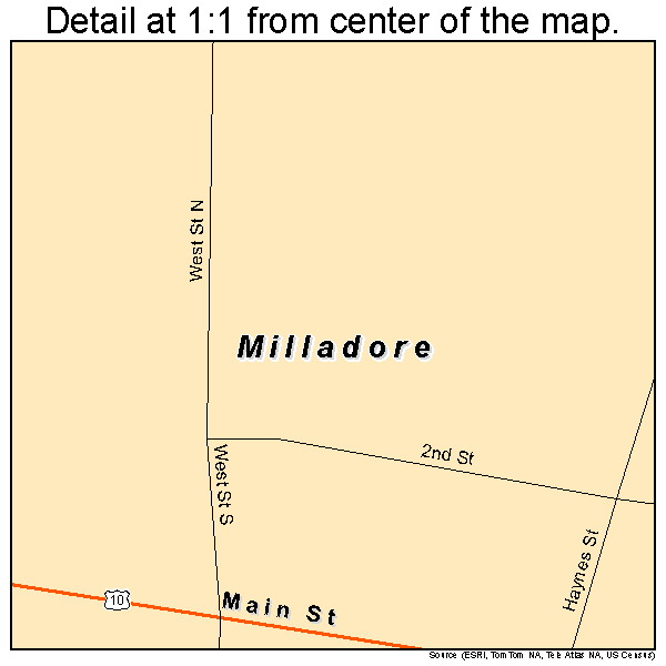 Milladore, Wisconsin road map detail