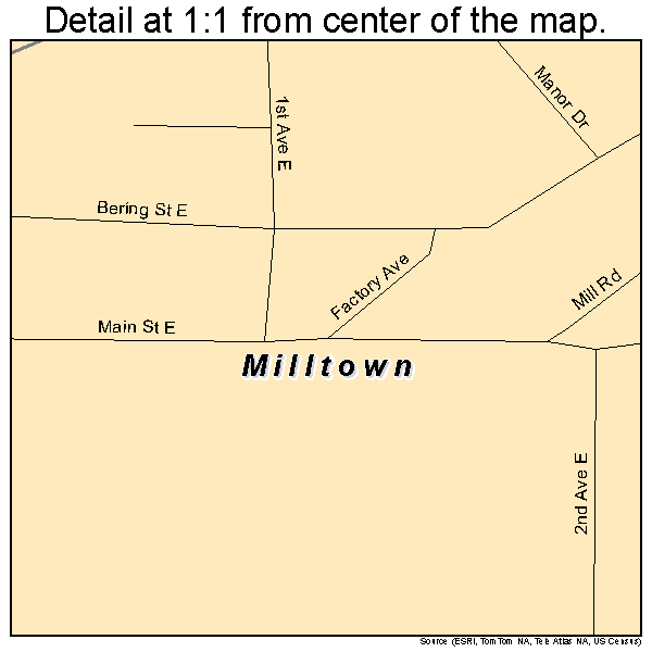 Milltown, Wisconsin road map detail