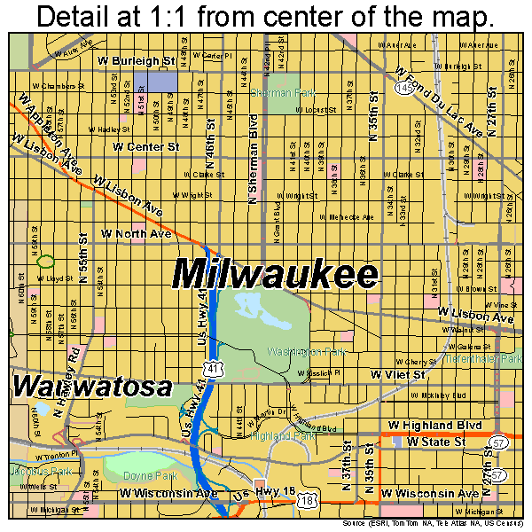 Milwaukee City Street Map