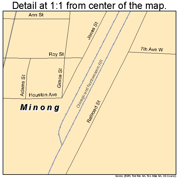 Minong, Wisconsin road map detail
