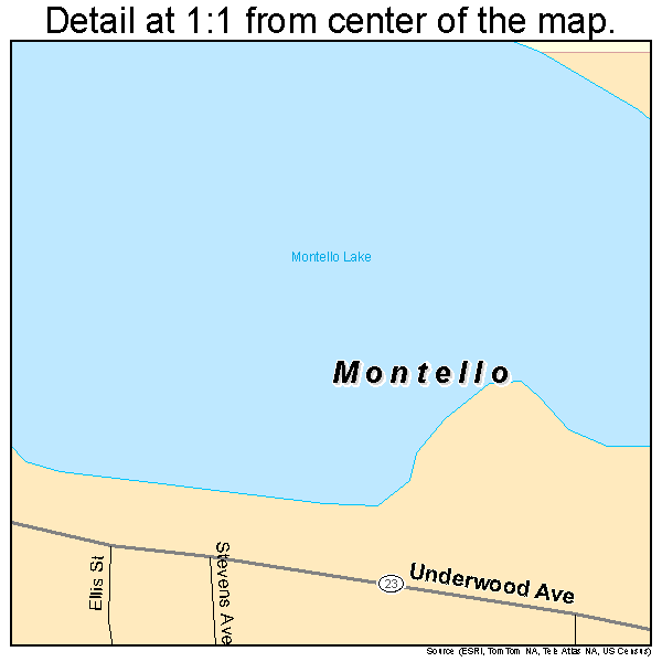 Montello, Wisconsin road map detail