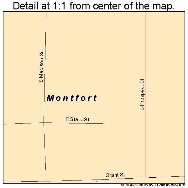 Montfort, Wisconsin road map detail