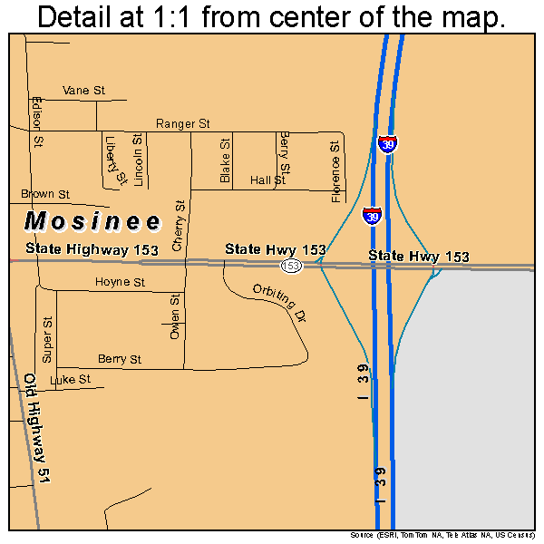 Mosinee, Wisconsin road map detail