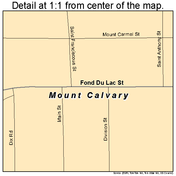 Mount Calvary, Wisconsin road map detail