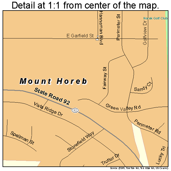 Mount Horeb, Wisconsin road map detail
