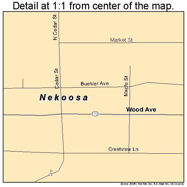 Nekoosa, Wisconsin road map detail