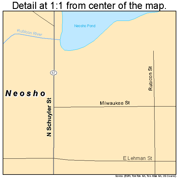 Neosho, Wisconsin road map detail