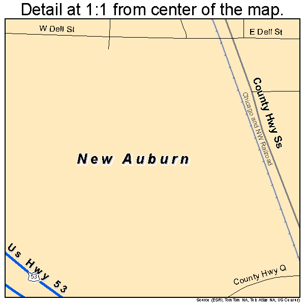 New Auburn, Wisconsin road map detail