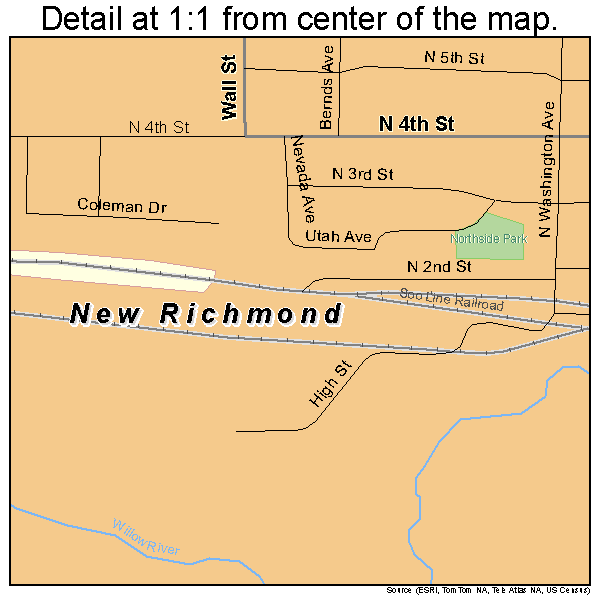 New Richmond, Wisconsin road map detail