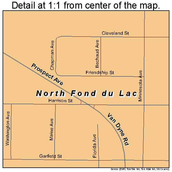 North Fond du Lac, Wisconsin road map detail