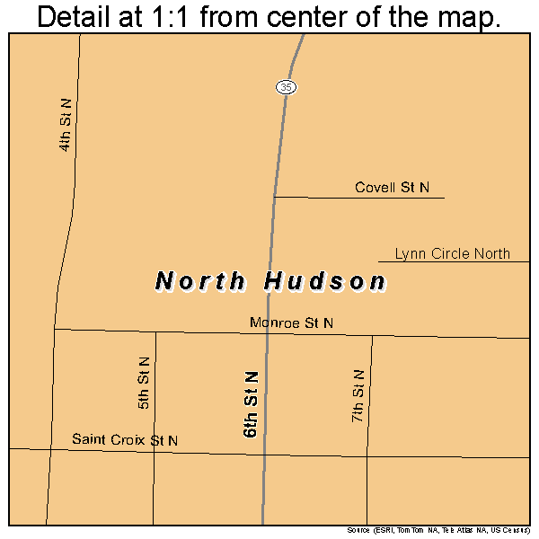 North Hudson, Wisconsin road map detail