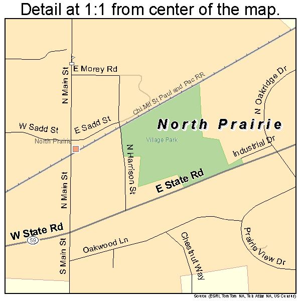 North Prairie, Wisconsin road map detail