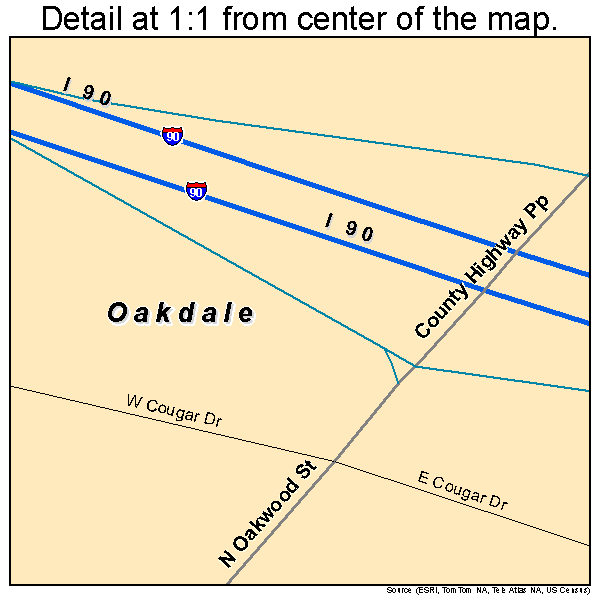 Oakdale, Wisconsin road map detail