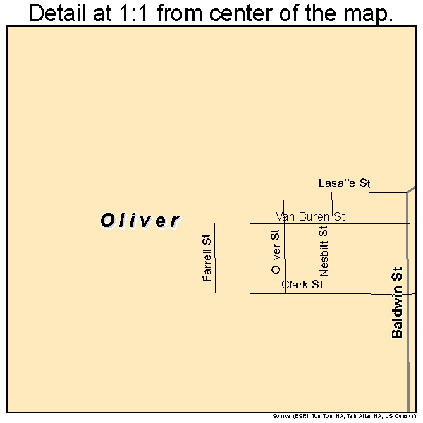 Oliver, Wisconsin road map detail