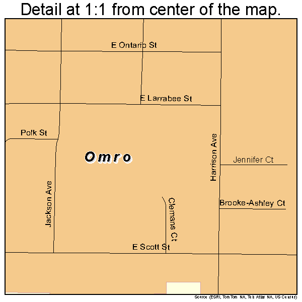 Omro, Wisconsin road map detail