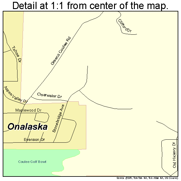 Onalaska, Wisconsin road map detail