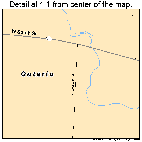 Ontario, Wisconsin road map detail