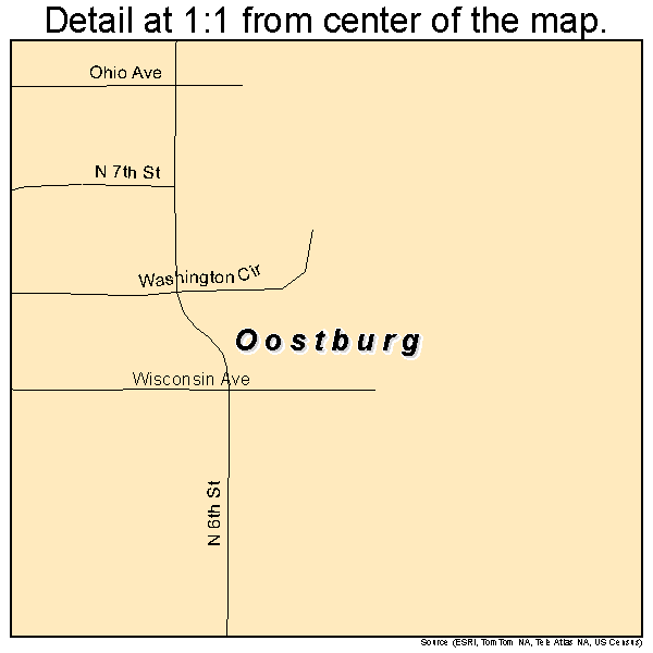 Oostburg, Wisconsin road map detail