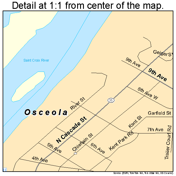 Osceola, Wisconsin road map detail