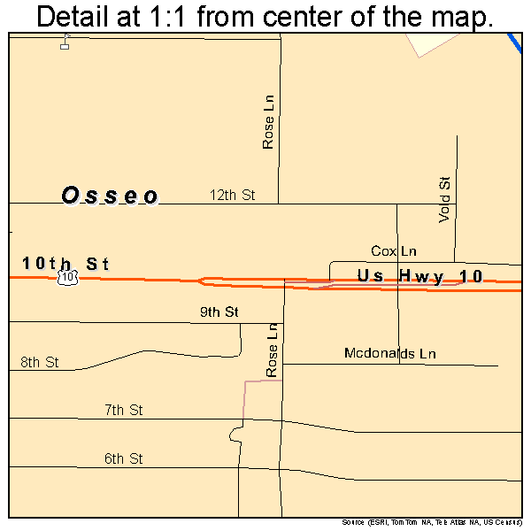 Osseo, Wisconsin road map detail