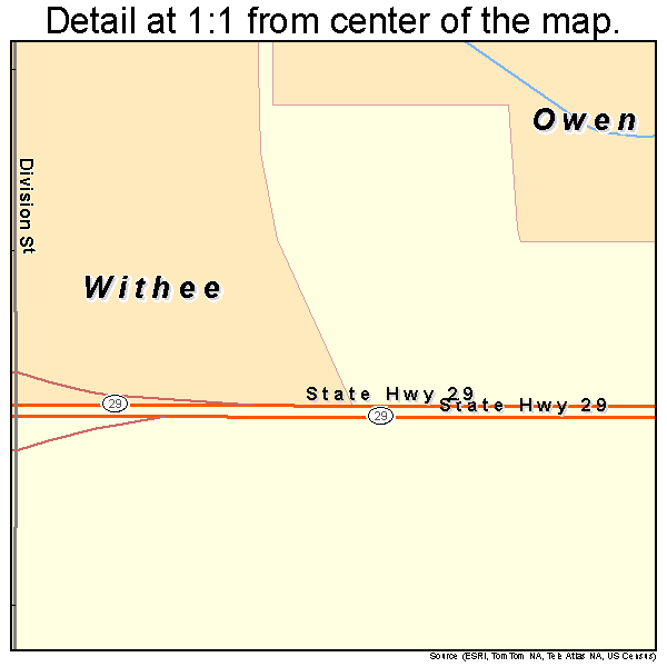 Owen, Wisconsin road map detail