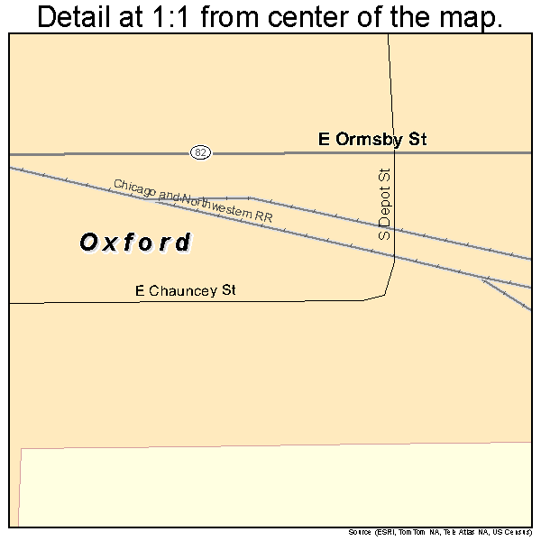 Oxford, Wisconsin road map detail