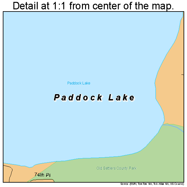 Paddock Lake, Wisconsin road map detail