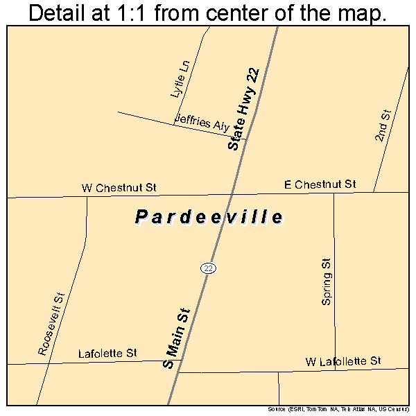 Pardeeville, Wisconsin road map detail