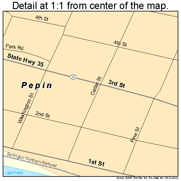 Pepin, Wisconsin road map detail