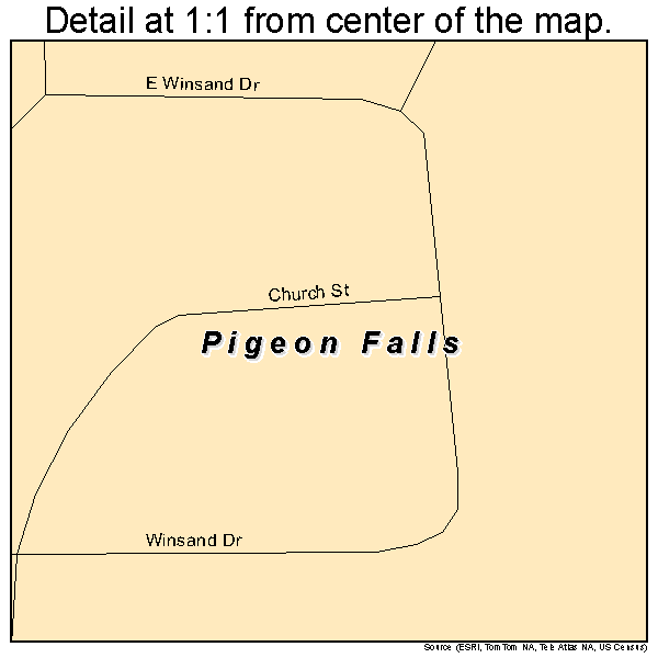 Pigeon Falls, Wisconsin road map detail