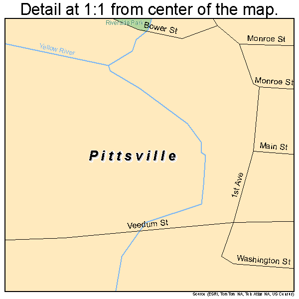 Pittsville, Wisconsin road map detail