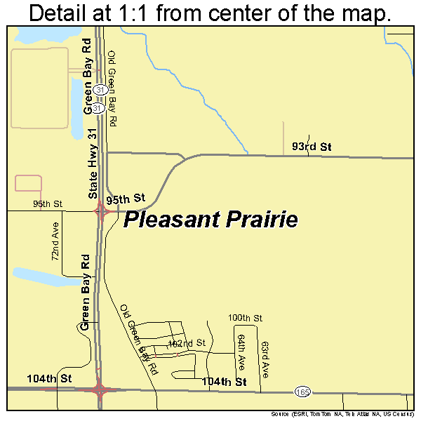 Pleasant Prairie, Wisconsin road map detail