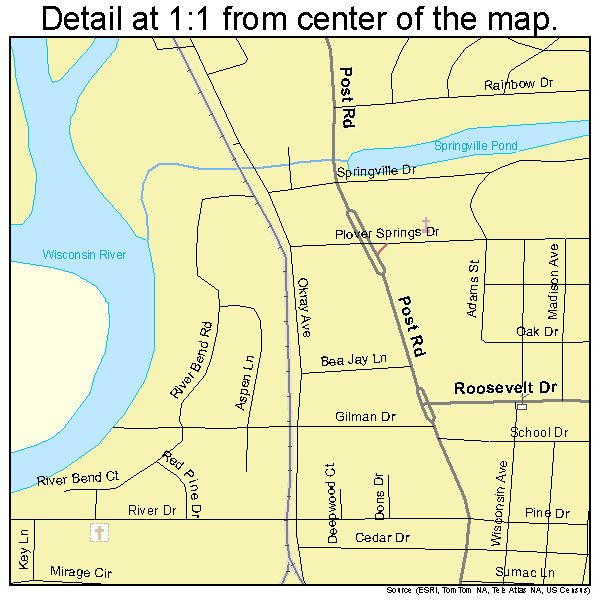 Plover, Wisconsin road map detail