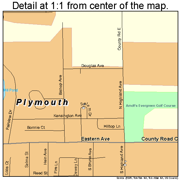 Plymouth, Wisconsin road map detail
