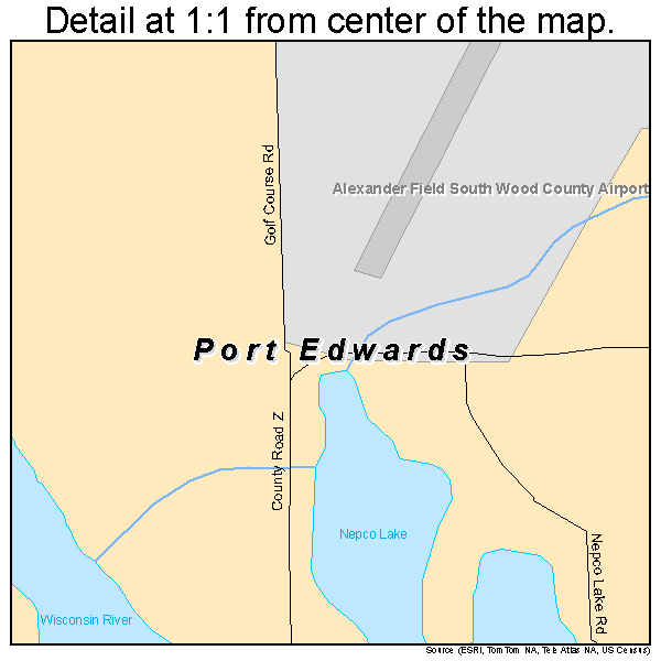 Port Edwards, Wisconsin road map detail