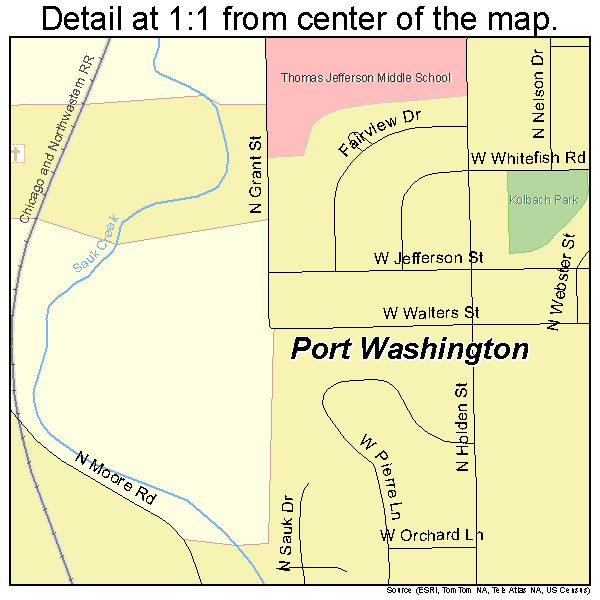 Port Washington, Wisconsin road map detail