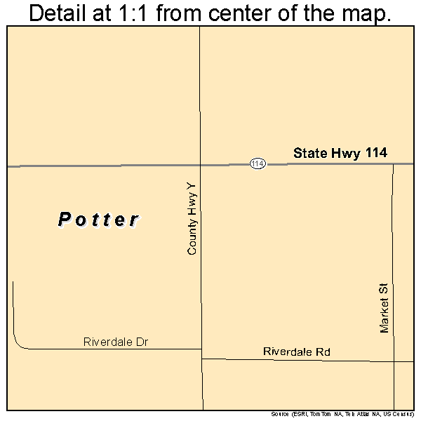 Potter, Wisconsin road map detail