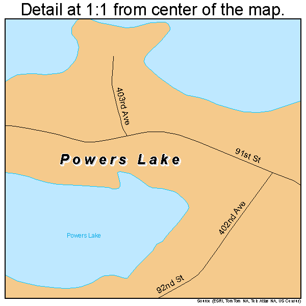 Powers Lake, Wisconsin road map detail