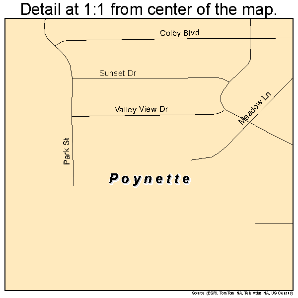 Poynette, Wisconsin road map detail