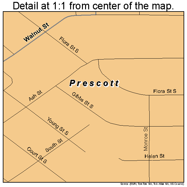 Prescott, Wisconsin road map detail