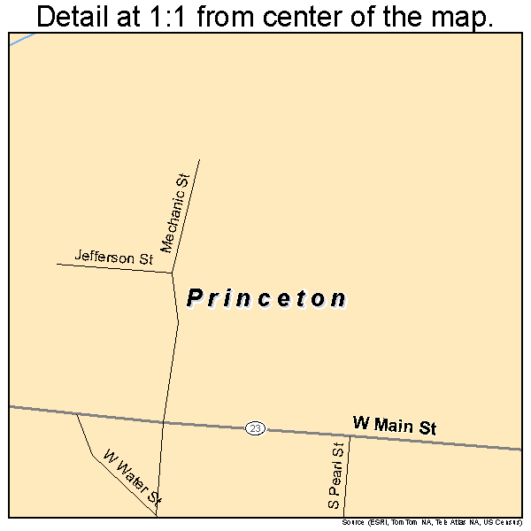 Princeton, Wisconsin road map detail