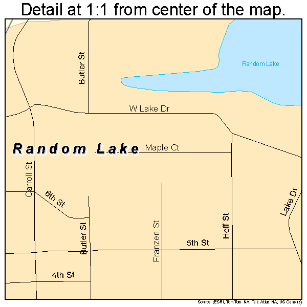 Random Lake, Wisconsin road map detail