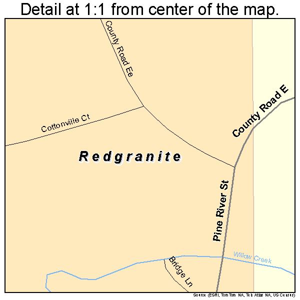 Redgranite, Wisconsin road map detail