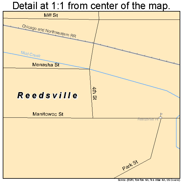 Reedsville, Wisconsin road map detail