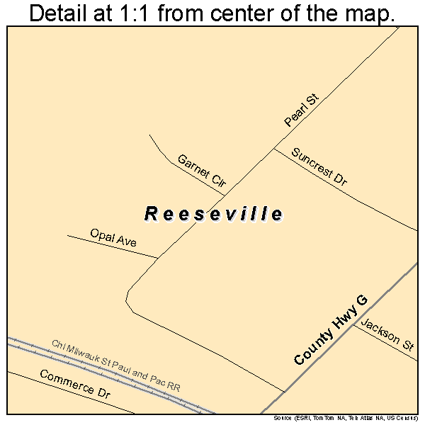 Reeseville, Wisconsin road map detail