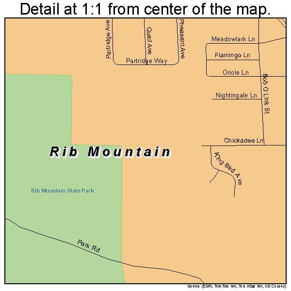 Rib Mountain, Wisconsin road map detail