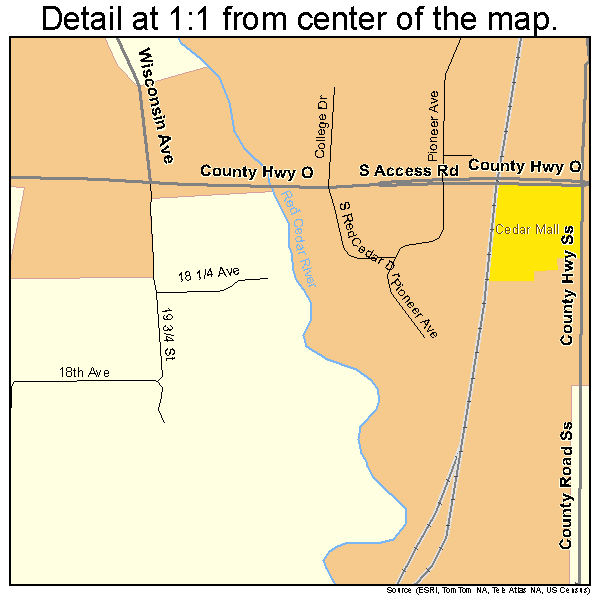 Rice Lake, Wisconsin road map detail