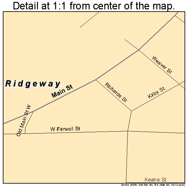 Ridgeway, Wisconsin road map detail