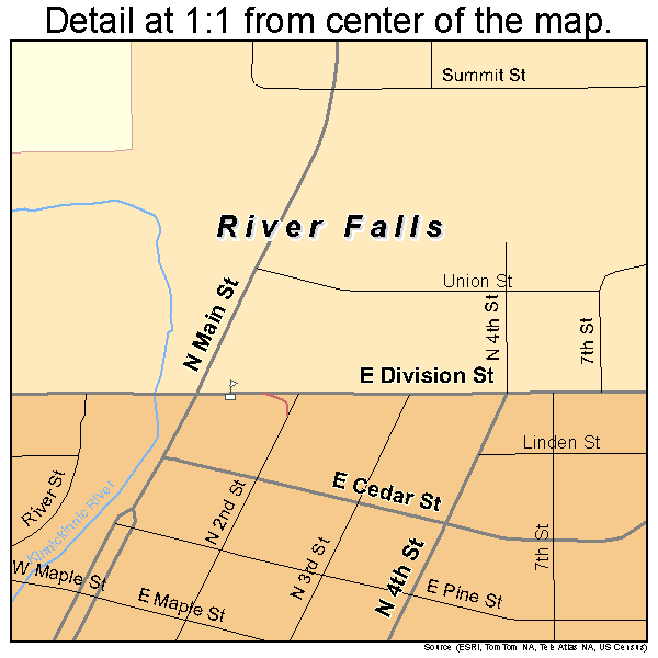River Falls, Wisconsin road map detail