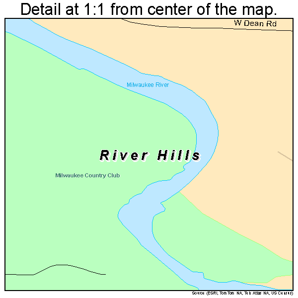 River Hills, Wisconsin road map detail